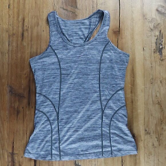 REEBOK BLACK HEATHER FITTED RACER BACK TANK TOP SIZE SMALL - Picture 1 of 3